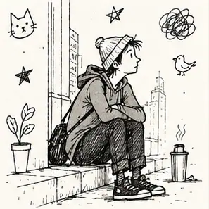Generated Nervous Urban Notebook Cartoon visual example