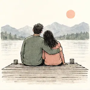 Generated Soft Relationship Editorial Line Art visual example