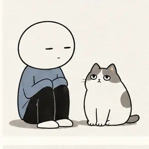 Generated Minimal Deadpan Dialogue Cartoon visual example