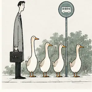 Generated One-Panel Absurd Social Cartoon visual example