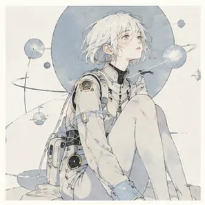 Generated Dreamlike Clean-Line Sci-Fi Figure visual example