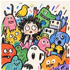 Generated Chaotic Color Doodle Crowd visual example
