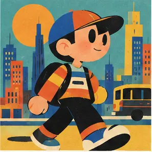 Generated Retro Geometric City Cartoon visual example