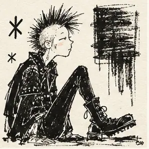 Generated Punk Ink-and-Text Editorial visual example