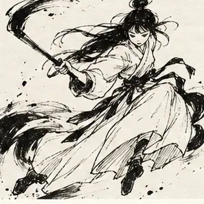 Generated Dynamic East-Asian Ink Editorial visual example