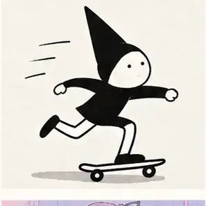 Generated Minimal Quirky Motion Character visual example