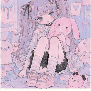 Generated Pastel Yami-Kawaii Girly visual example