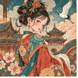 Generated Decorative Guochao Character Illustration visual example