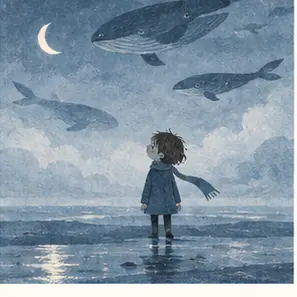 Generated Blue-Gray Dream Narrative Figure visual example