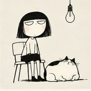 Generated Black-White Pen Deadpan Humor visual example