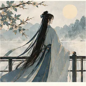 Generated Faceless New-Chinese Figure Illustration visual example
