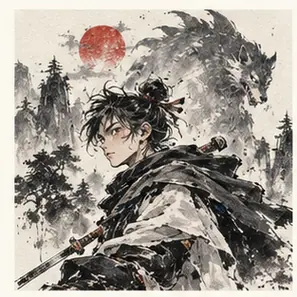 Generated Wild Chinese Ink Fantasy Comic visual example