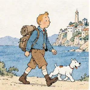 Generated Mid-Century Poetic Ink & Watercolor Storybook visual example