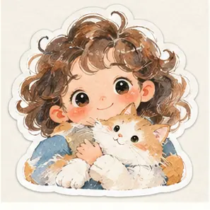 Generated Whimsical Watercolor Die-Cut Sticker Cartoon visual example