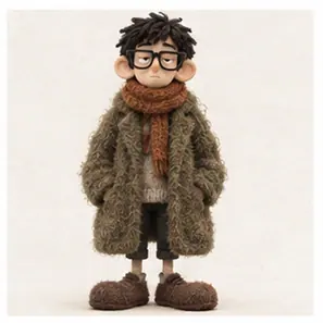 Generated Chunky Knit Mohair Stop-Motion Puppet visual example