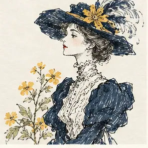 Generated Edwardian Vintage Ink Fashion Editorial visual example