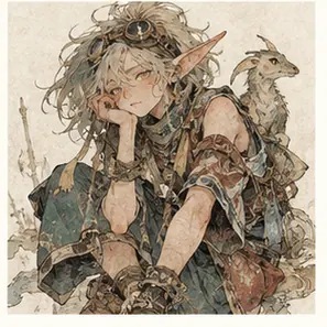 Generated Quirky Fantasy Sketchbook Character Concept visual example