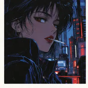 Generated Late-80s Cyberpunk Dark OVA Cel Anime visual example