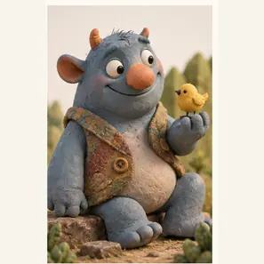 Generated Tactile Soft 3D Claymation & Storybook Character visual example