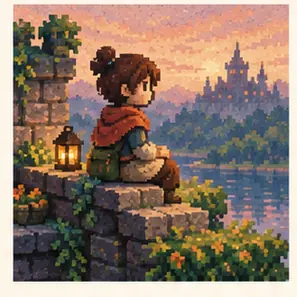 Generated Painterly Pixel Story Scene visual example