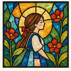 Generated Stained-Glass Garden Character visual example