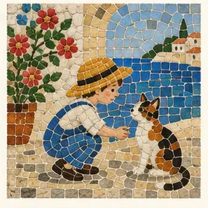 Generated Tessellated Mosaic Story Scene visual example