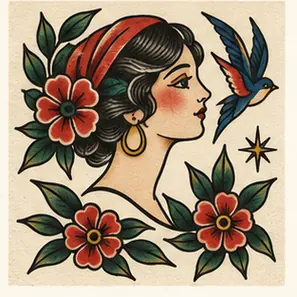 Generated Decorative Tattoo Flash Figure visual example
