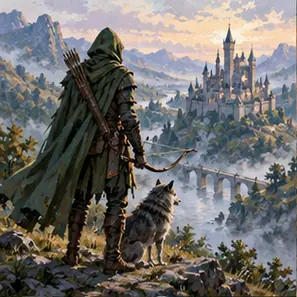 Generated Painterly Fantasy Ranger visual example