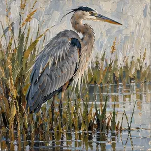 Generated Textured Oil-Brush Heron visual example