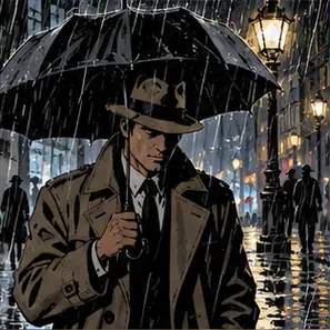 Generated Graphic-Novel Detective visual example