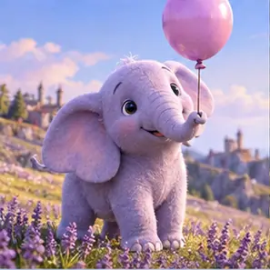 Generated Pastel Balloon Elephant visual example