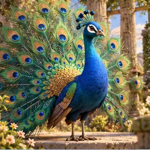 Generated Jewel-Toned Peacock visual example