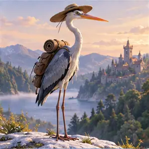 Generated Exaggerated Heron Silhouette visual example