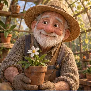 Generated Textured CGI Gardener Portrait visual example