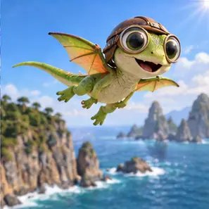 Generated Whimsical Lizard Sidekick visual example
