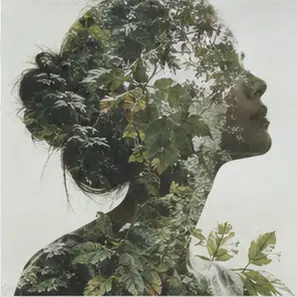 Generated Double-Exposure Botanist visual example