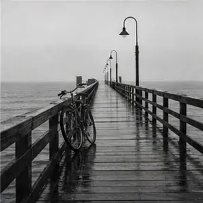 Generated High-Contrast Monochrome Pier visual example